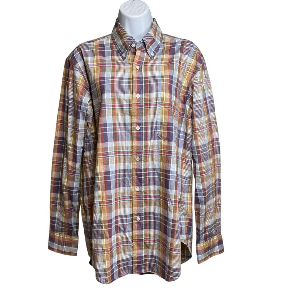 J McLaughlin Men's Multicolored Plaid Button-Up Shirt Size S Preppy Old Money
